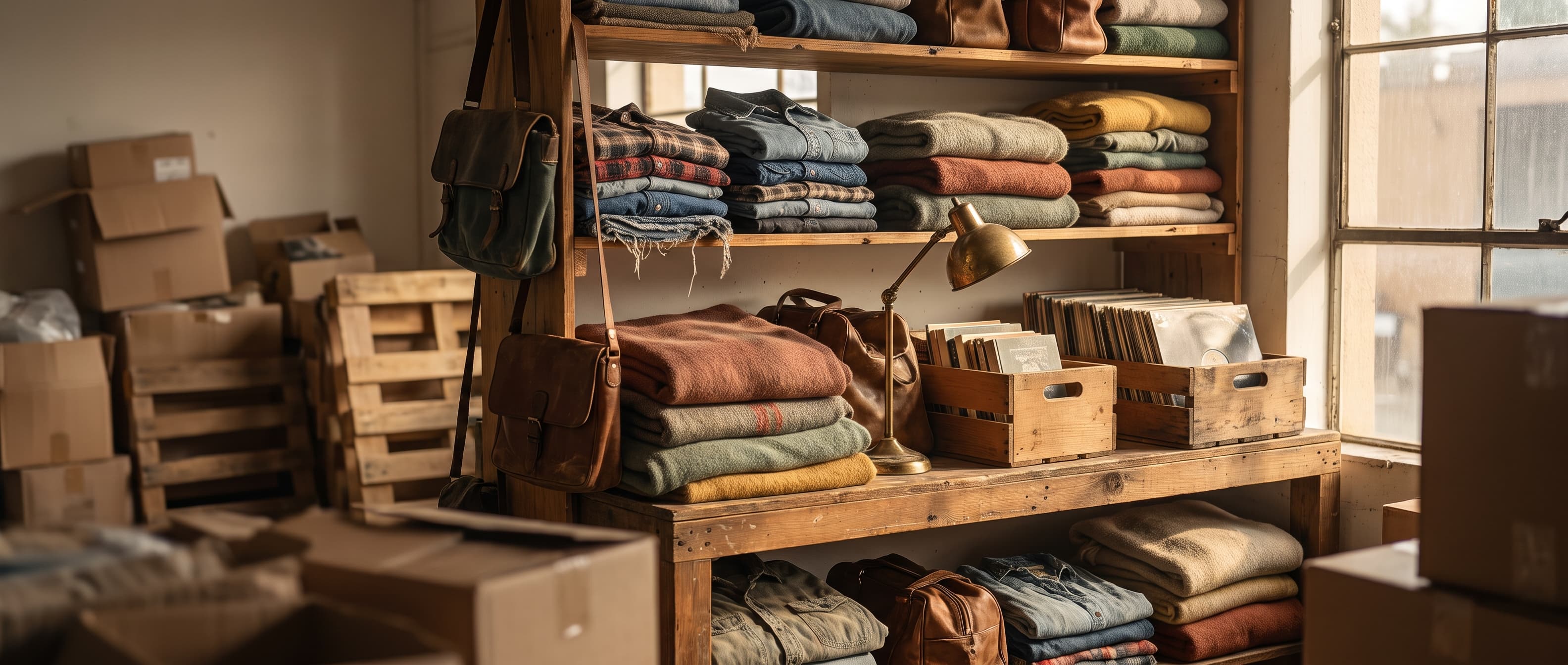 Reclaimed secondhand goods — the kind of finds Upcycle Hub picks up, resells, and lists online