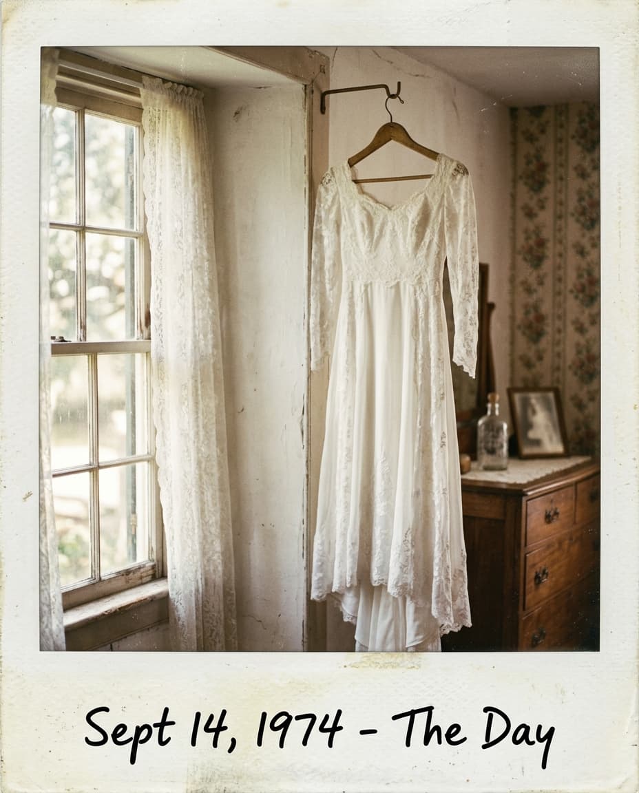 Wedding dress on display
